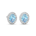 Genuine Aquamarine and Diamond Studs Earrings by Fine Color Jewels