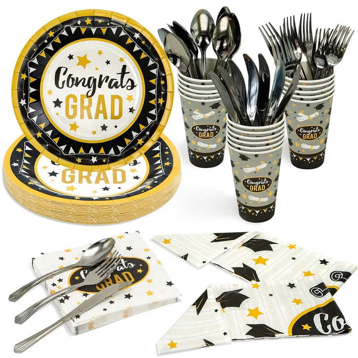 114-Piece Set: Table Cover Cup Plate Napkin Silverware by DailySale