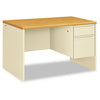 HON 38000 Series Right Pedestal Desk, 48" x 30" x 29.5", Harvest/Putty