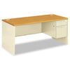 HON 38000 Series Right Pedestal Desk, 66" x 30" x 29.5", Harvest/Putty