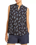 Vince Dandelion-Print Sleeveless Band-Collar Top, Size XXS by Vanessa Jane