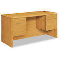 HON 10700 Kneespace Credenza, 3/4 Height Pedestals, 60w x 24d x 29.5h, Harvest