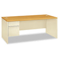 HON 38000 Series Left Pedestal Desk, 72" x 36" x 29.5", Harvest/Putty