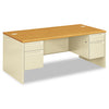 HON 38000 Series Double Pedestal Desk, 72" x 36" x 29.5", Harvest/Putty