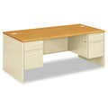 HON 38000 Series Double Pedestal Desk, 72" x 36" x 29.5", Harvest/Putty
