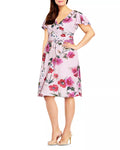 Adrianna Papell Plus Floral Print Faux Wrap Dress, Size 18W by Vanessa Jane