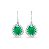 Genuine Zambian Emerald Diamond Dangle Earrings