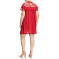 Lost Ink Womens Lace Trim Ruffled Shift Dress, Size 2X, Red by Vanessa Jane