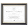 DAX Gold-Trimmed Document Frame with Certificate, Plastic/Glass, 8.5 x 11, Black