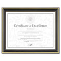 DAX Gold-Trimmed Document Frame with Certificate, Plastic/Glass, 8.5 x 11, Black
