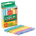 Prang Hygieia Dustless Board Chalk, 3.25" x 0.38" Diameter, Assorted, 12/Box