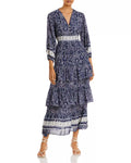 Aqua Womens Paisley Calf MIDI Dress, Navy, XS by Vanessa Jane