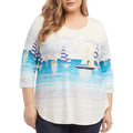 Karen Kane Womens Plus Size 3/4 Sleeve Shirttail Tee, Size 3X by Vanessa Jane
