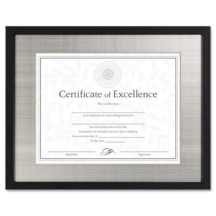 DAX Contemporary Wood Frame, Silver Metal Mat, 11 x 14, 8.5 x 11, Black