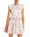 Aqua Printed Eyelet Mini Dress, Size Small by Vanessa Jane