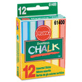 Prang Hygieia Dustless Board Chalk, 3.25" x 0.38" Diameter, Assorted, 12/Box