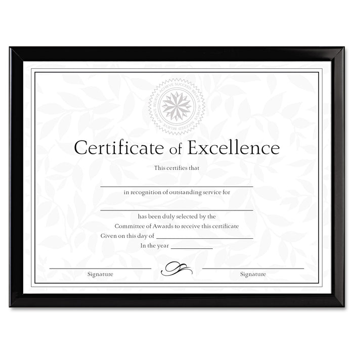 DAX Value U-Channel Document Frame with Certificate, 8.5 x 11, Black