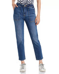 Aqua Womens Smocked Waistband Medium Wash Straight Leg Jeans Blue 24 by Vanessa Jane