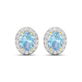 Genuine Aquamarine and Diamond Studs Earrings by Fine Color Jewels