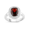 2.40 Ct Cushion Red Garnet Lab Diamond Prong Silver Halo Engagement Ring