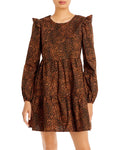 WAYF Womens Velma Animal Print Ruffle Babydoll Dress by Vanessa Jane