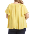 Karen Kane Womens Plus Santorini Tie Neck Flutter Sleeve Pullover Top by Vanessa Jane