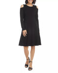 Karen Kane Womens Cold Shoulder a-Line Dress in Black Small by Vanessa Jane