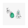 0.70 Ct Pear Green Zambian Emerald Prong 10K Stud Earrings by Fine Color Jewels