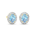 Genuine Aquamarine and Diamond Studs Earrings by Fine Color Jewels