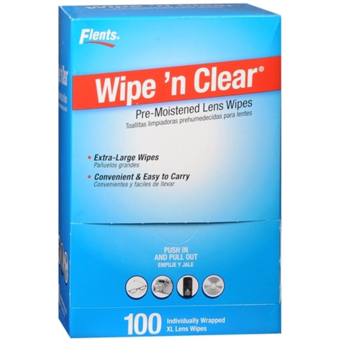 Wipe 'N Clear Lens Cleaning Wipes with Desktop Dispenser – 100 Count by Pasteur Pharmacy