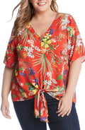 Karen Kane Womens Plus Size Tie Front Top, Size 3X by Vanessa Jane
