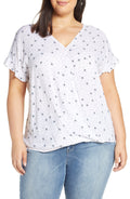 Single Thread Womens Plus Printed Faux-Wrap Top, Size 1X by Vanessa Jane