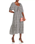 Aqua Bow Front Floral Dress, Size Medium by Vanessa Jane