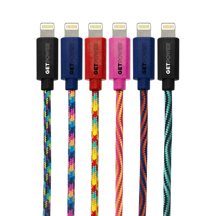 GetPower 10 Ft. Multi-Color Braided Lightning USB Charging & Sync Cable by Pasteur Pharmacy