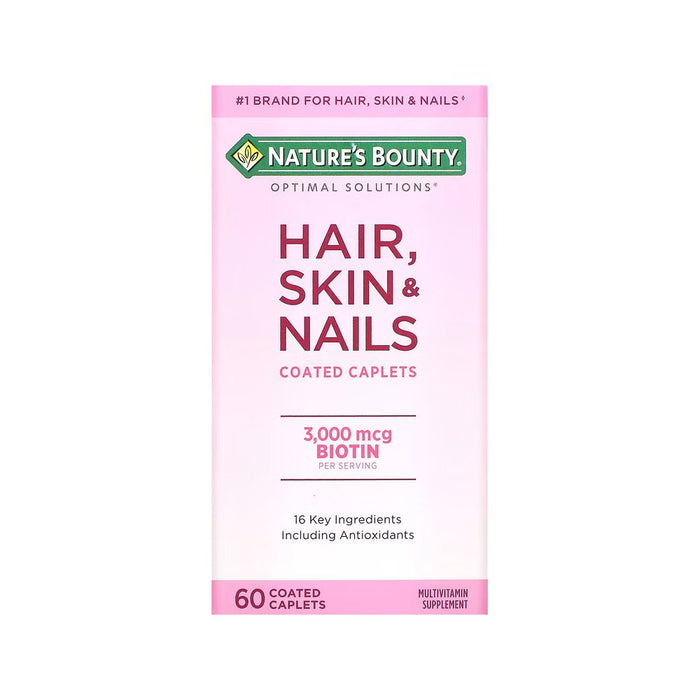 Nature's Bounty Optimal Solutions Hair, Skin & Nails, With Biotin, 3000 Mcg, Coated Caplets by Pasteur Pharmacy