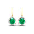 Genuine Zambian Emerald Diamond Dangle Earrings by Fine Color Jewels