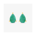 0.70 Ct Pear Green Zambian Emerald Prong 10K Stud Earrings by Fine Color Jewels