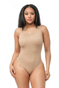 Seamless Solid Scoop Neck Basic Tank Bodysuit by The House of Stylez
