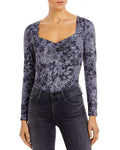 Aqua Snake Print Sweetheart Neck Bodysuit Gray by Vanessa Jane