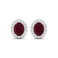 Genuine Ruby and White Diamond Studs Earrings by Fine Color Jewels