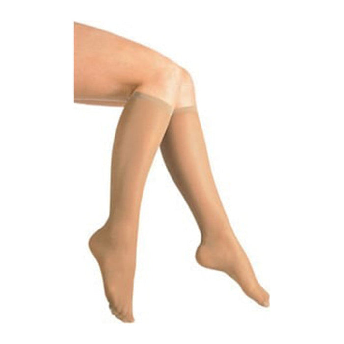 Loving Comfort Women’s Microfiber Compression Knee-High Socks – 10-20 mmHg, Closed Toe, Beige, Small (1 Pair) by Pasteur Pharmacy