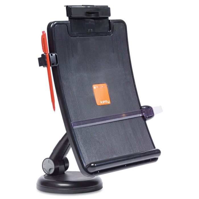 Kelly Computer Supply Copyholder with Curved Tray and Weighted Base, 75 Sheet Capacity, Plastic, Black
