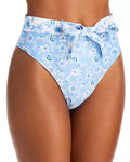 Capitanna Lina Blue Flowers High Waist Bikini Bottom, Size XS by Vanessa Jane