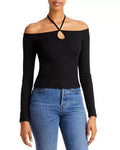 Aqua Off-the-Shoulder Halter Top by Vanessa Jane