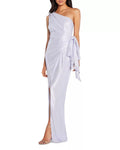 Aidan By Aidan Mattox Womens One-Shoulder Column Gown - Lavender - Size 10 by Vanessa Jane