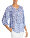 Cupio Womens 3/4 Sleeve Tie Neck Peasant Blouse by Vanessa Jane