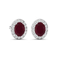 Genuine Ruby and White Diamond Studs Earrings by Fine Color Jewels