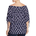 MICHAEL Michael Kors Womens Plus Ikat Ruffled Pullover Top, Navy ,Size 1X by Vanessa Jane