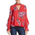 Banjara Womens Floral Print Ruffle Blouse by Vanessa Jane