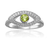 1.3 Ct Round Green Peridot Bezel Silver Evil Eye Ring